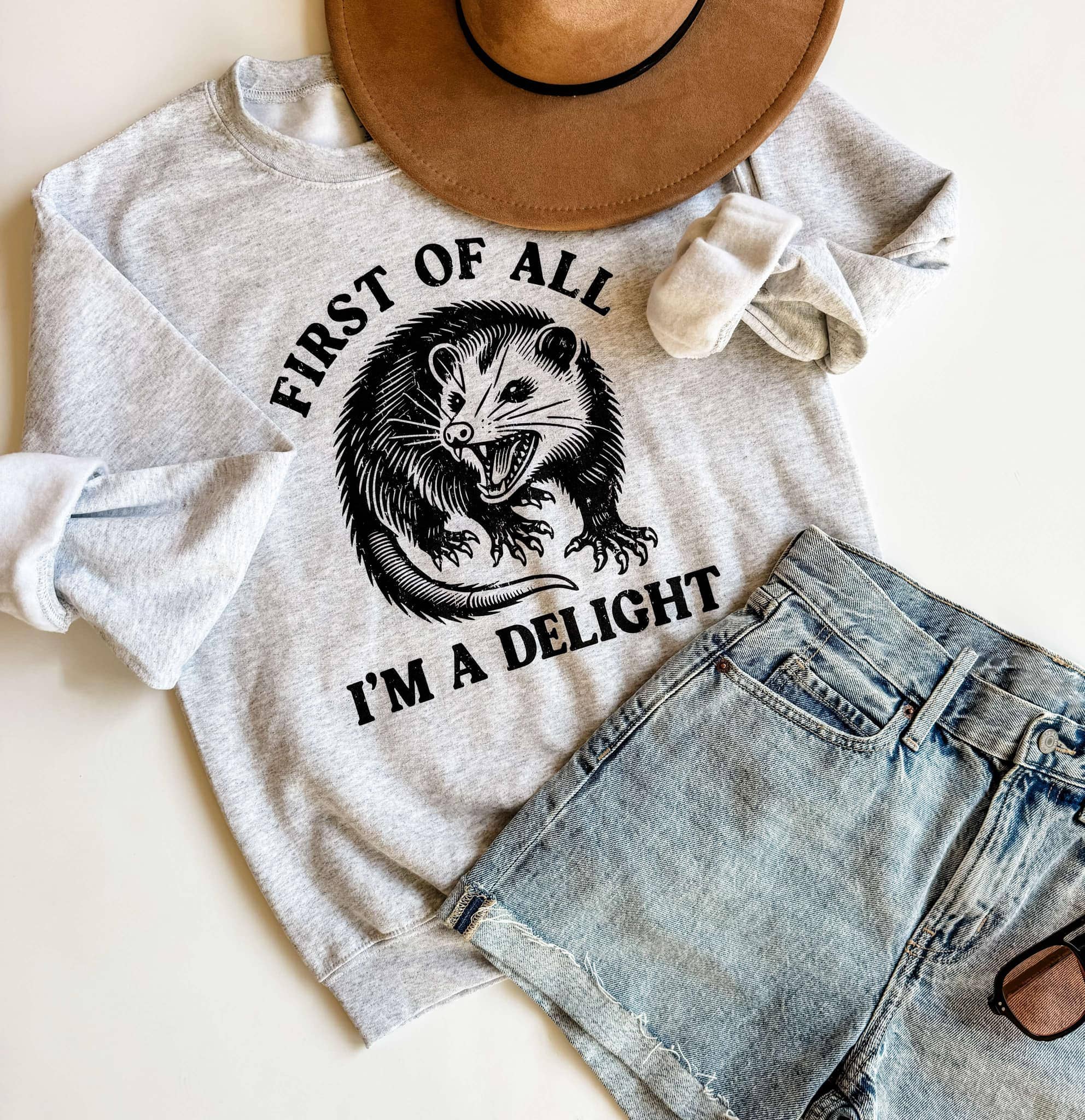 First of All I'm A Delight Sweatshirt, Funny Crewneck