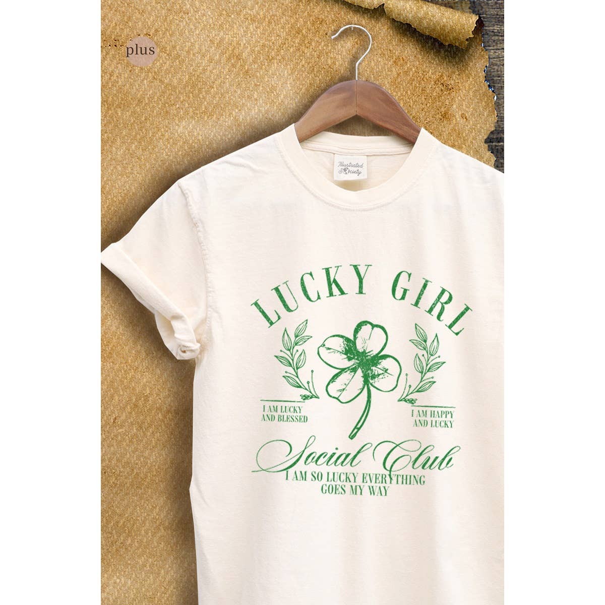 Lucky Girl St Patrics Day Vintage Graphic Plus Tee