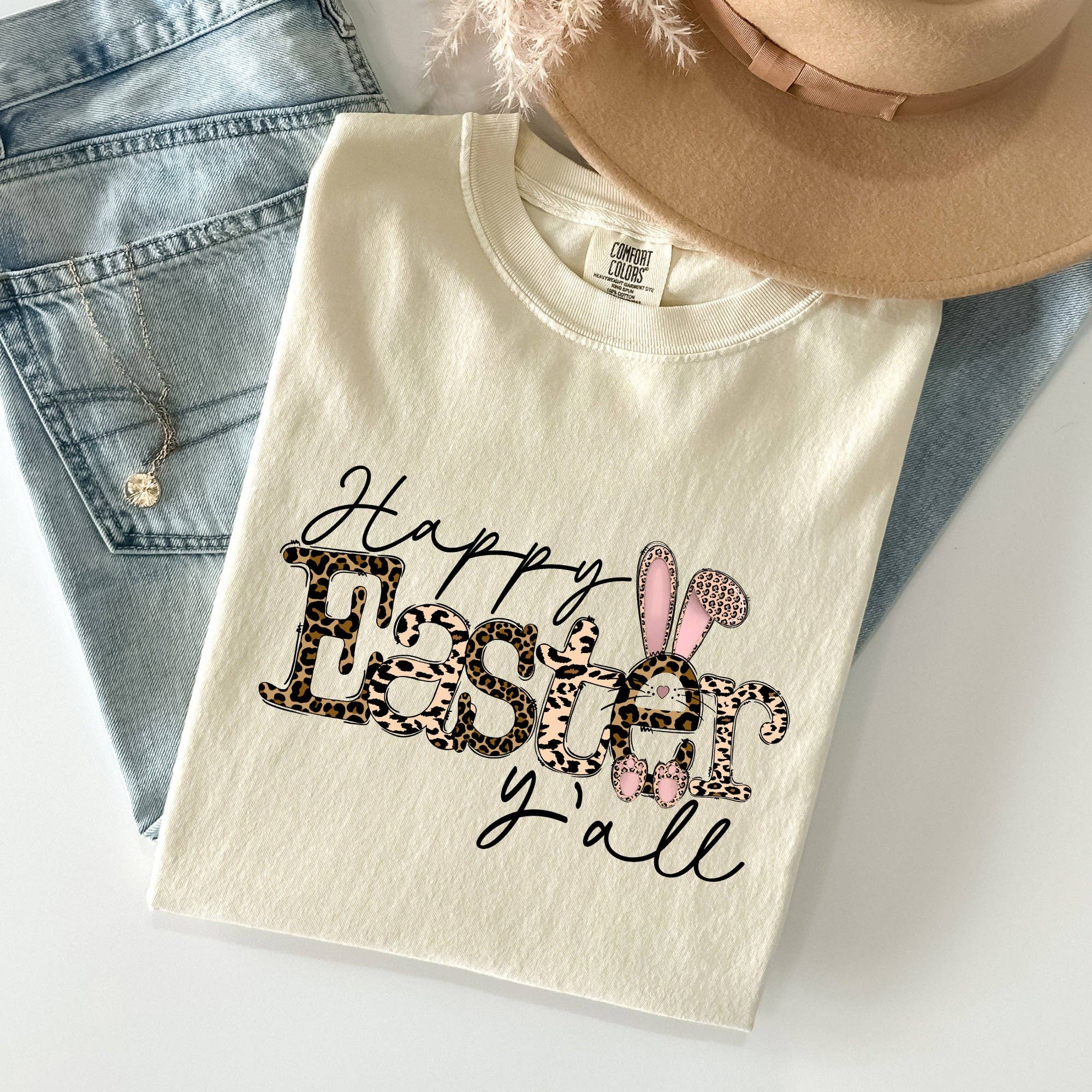 Happy Easter Y'all, Leopard Print, Rabbit Tshirt