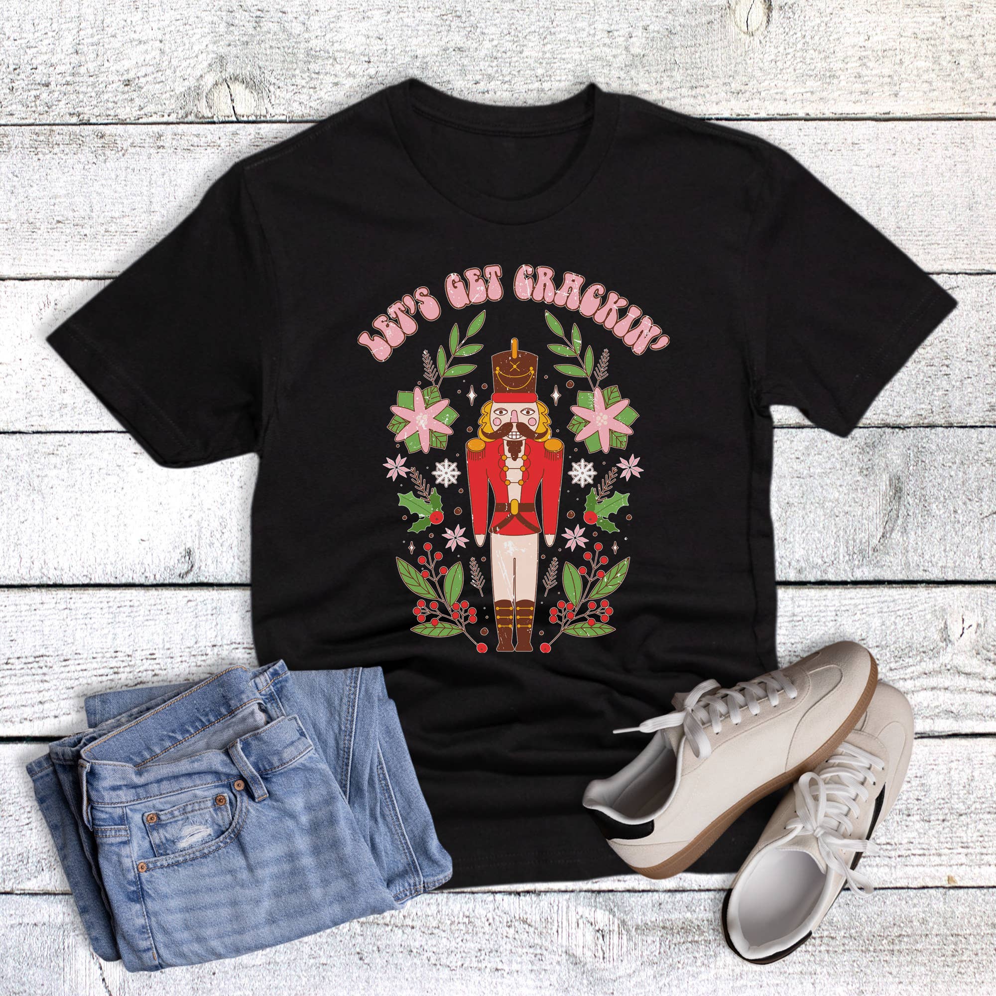 Christmas Holly Let's Get Crackin' Graphic Tee