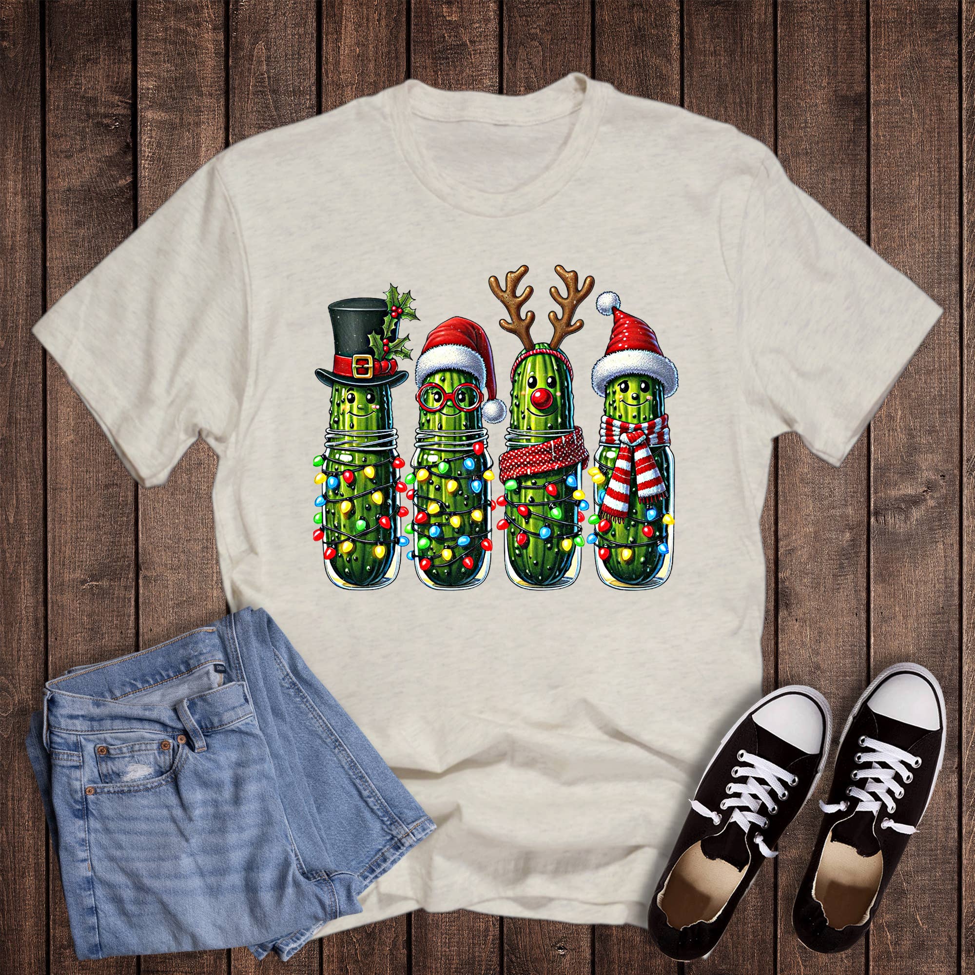 Christmas Pickles with Lights Graphic Tee