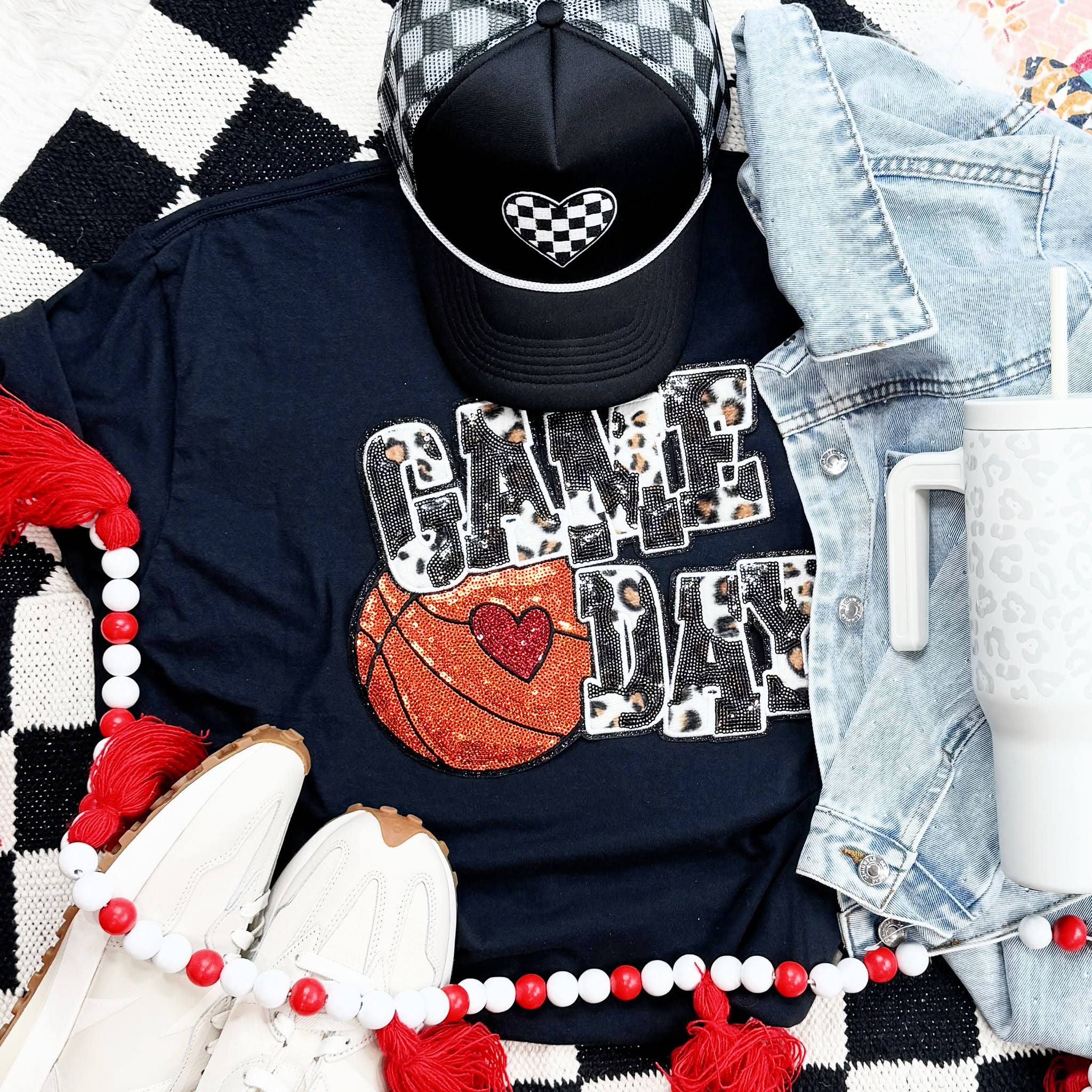 Basketball Leopard & Sequin Tee