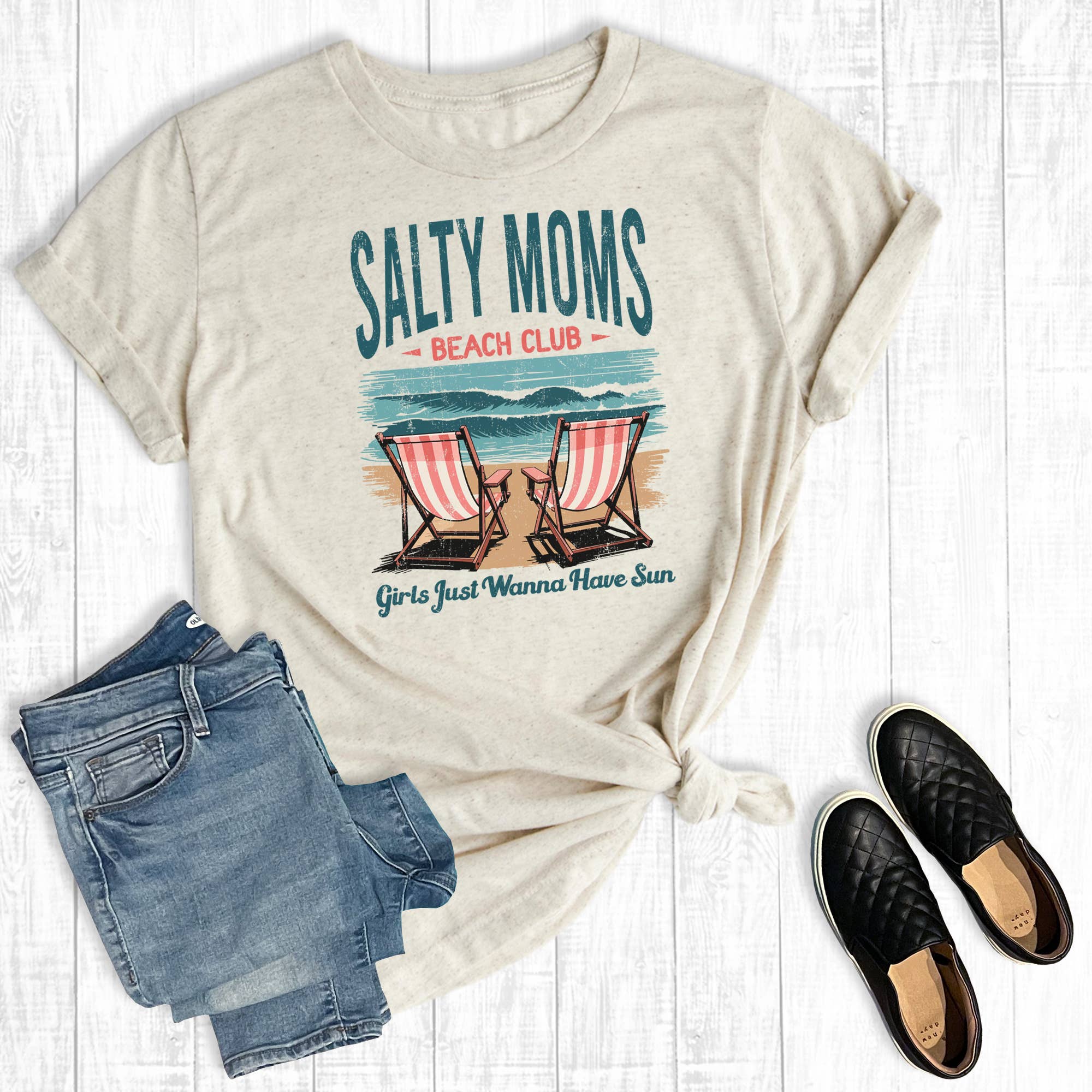 Retro Salty Moms Beach Club Graphic Tee