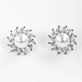 Cz Gold-Dipped Pearl Sun Earring