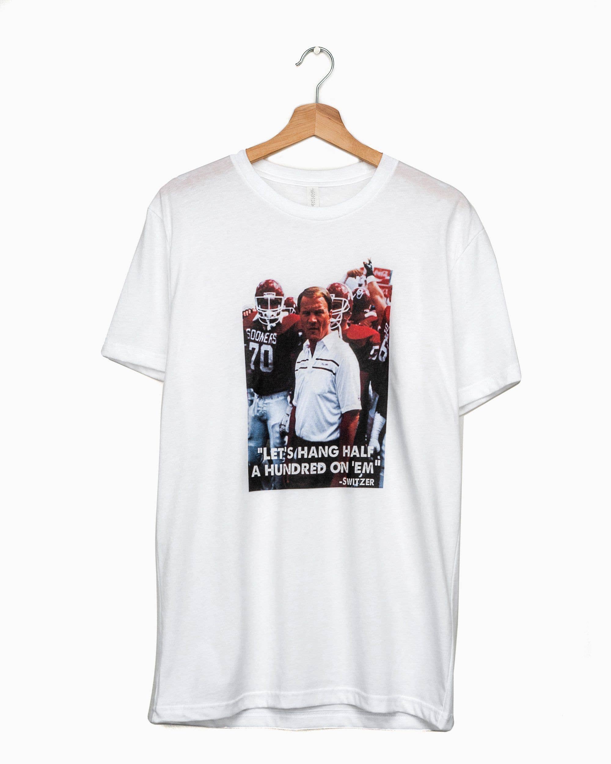 Barry Switzer Ou Sooners Hang Half A Hundred On Em White Tee