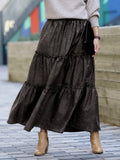`.Vintage Washed Cotton Tiered Skirt Reg/Plus