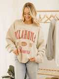 Ou Oklahoma Sooners Wave Arch Sand Thrifted Sweatshirt