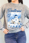 Santorini Greece  Mineral Graphic Brushed Sweatshirts
