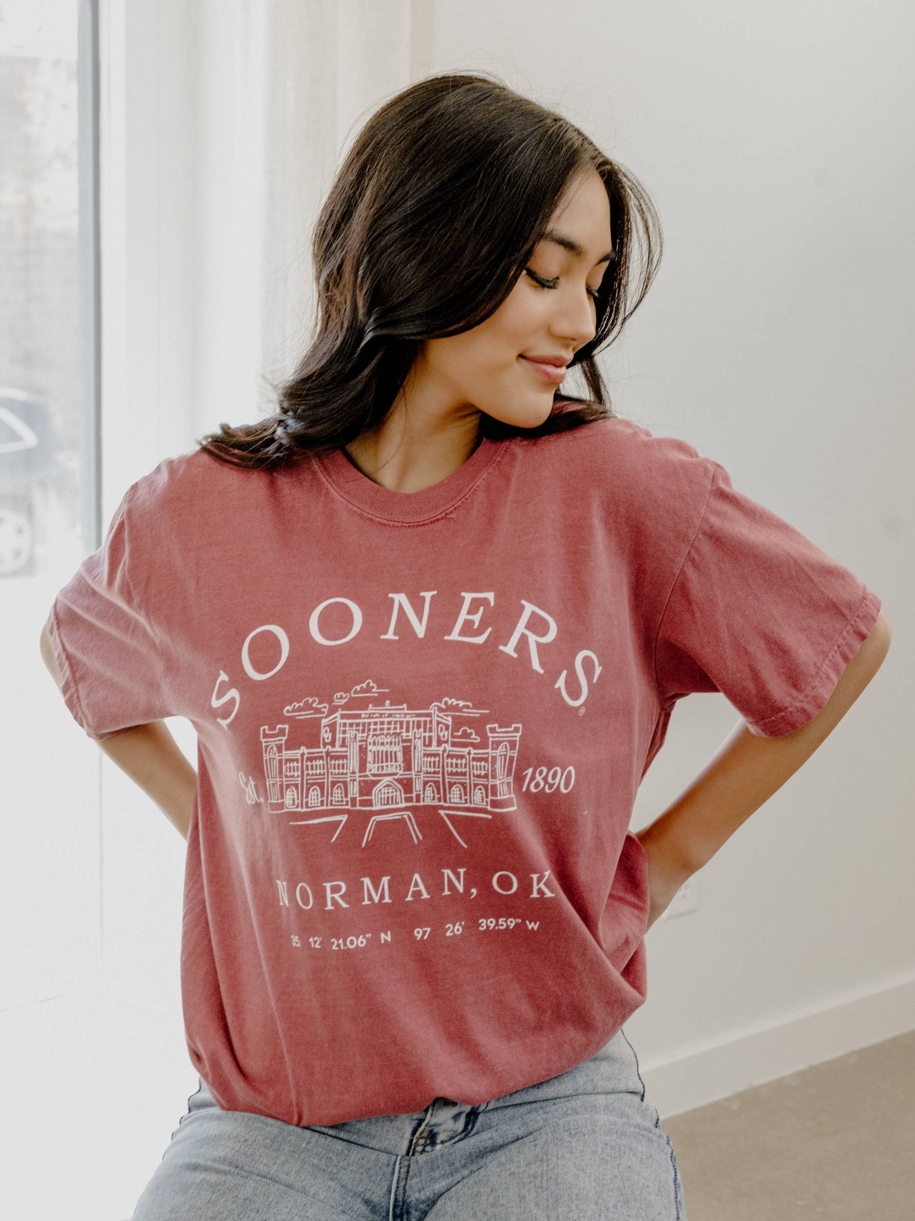 Ou Sooners Stadium Coordinates Crimson Comfort Colors Tee