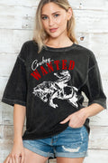 Women Cowboy Graphic Print Oversize Mineral Top