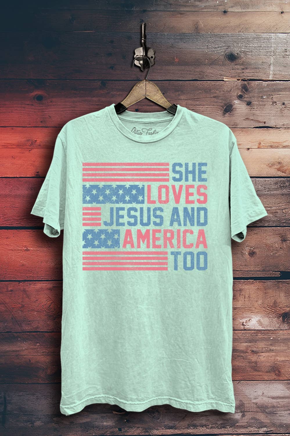 She Loves Jesus and America Too Graphic Top