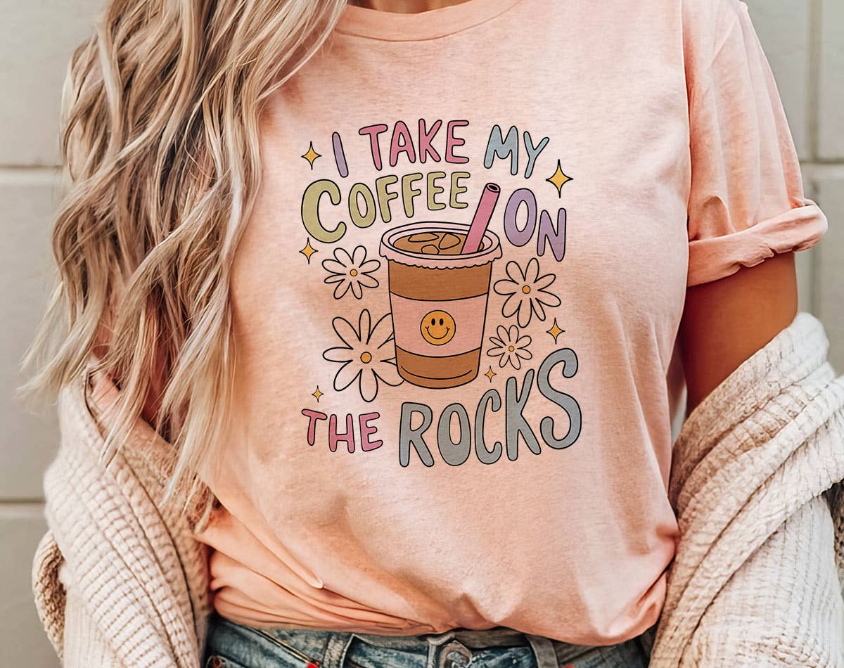 I Take My Coffee On the Rocks  -  Cute Iced Coffee T-Shirt