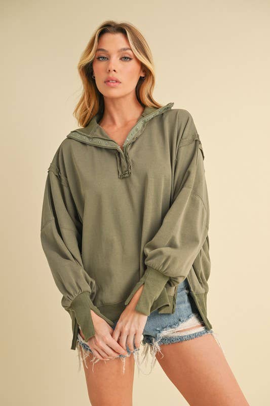 *Small Only* 9115FK Tamika Henley Sweatshirt