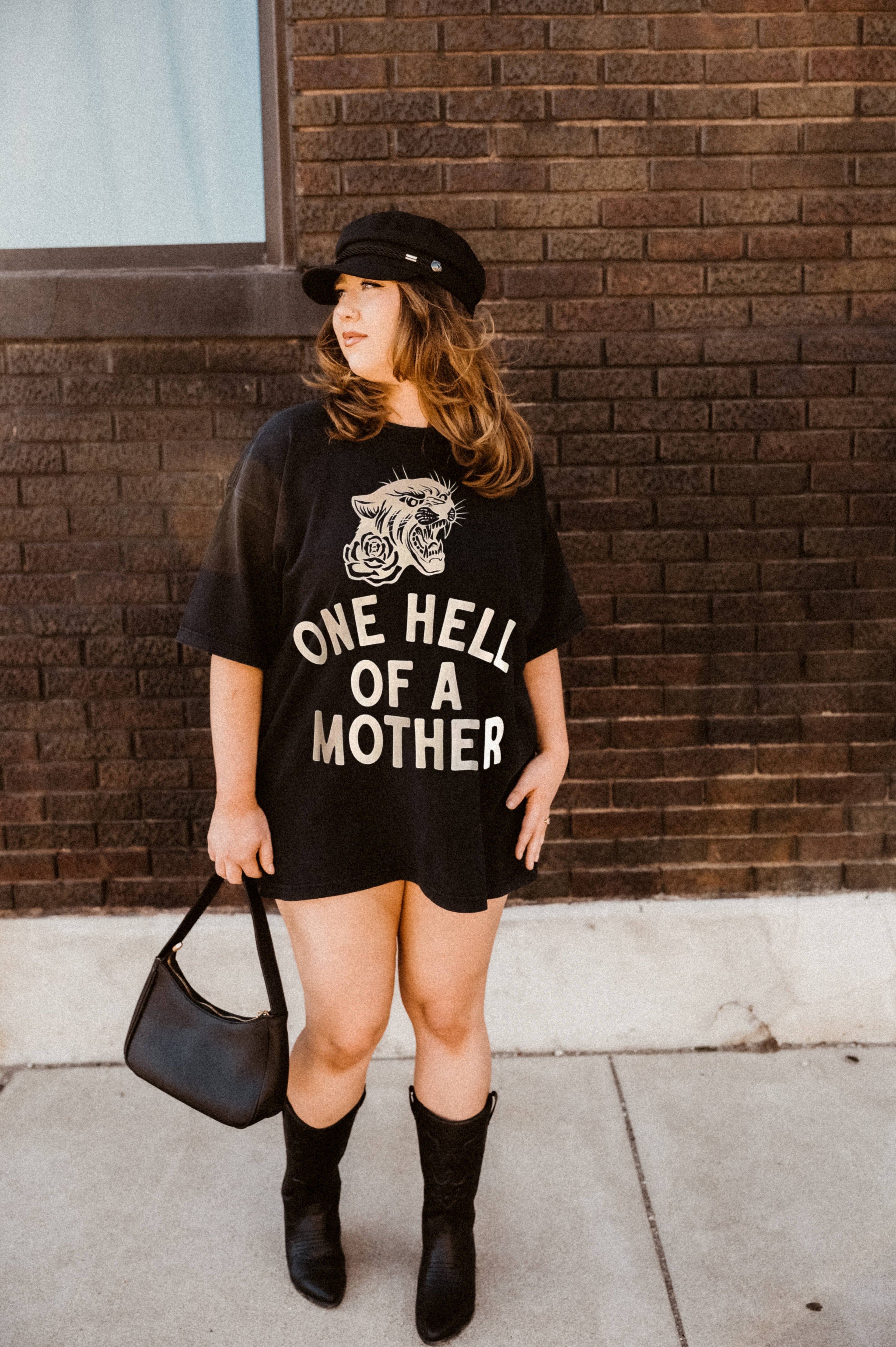 One Hell of A Mother Womens Graphic Tee - Black