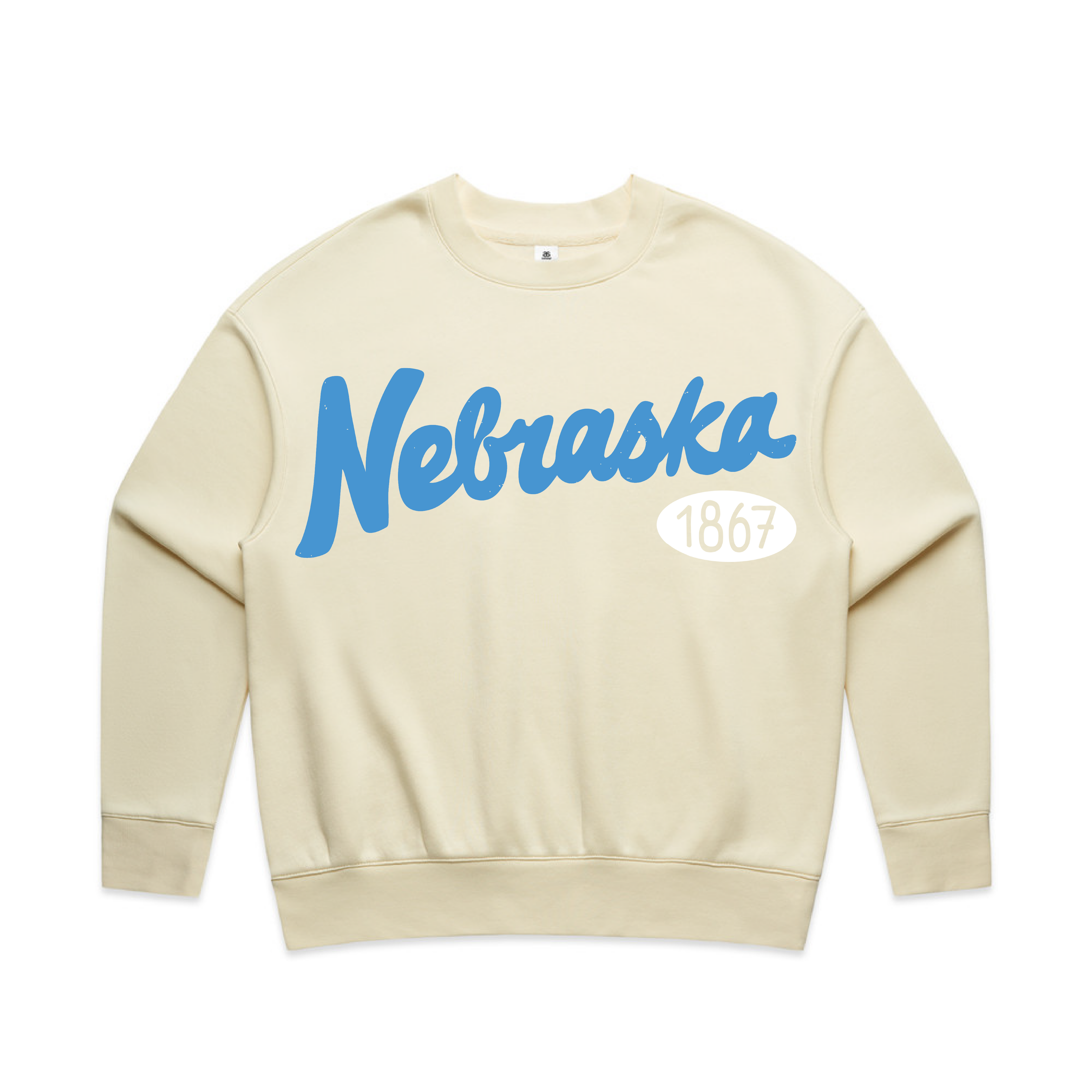 Nebraska 1867 Puff Ink Butter Hi-Dive Oversized Crew