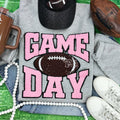 Light Pink Chenille Game Day with Sequin Football Patch Sport Grey Crewneck Sweatshirt
