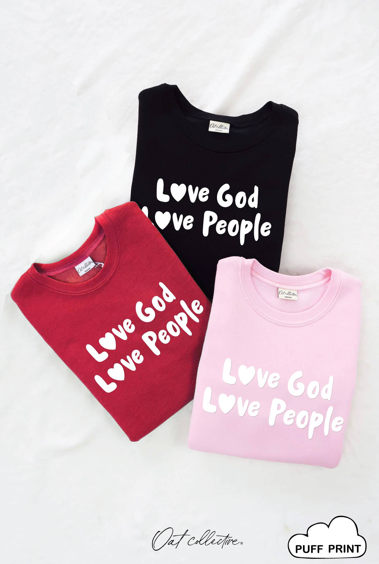 Love God Love People Puff Graphic Sweatshirt