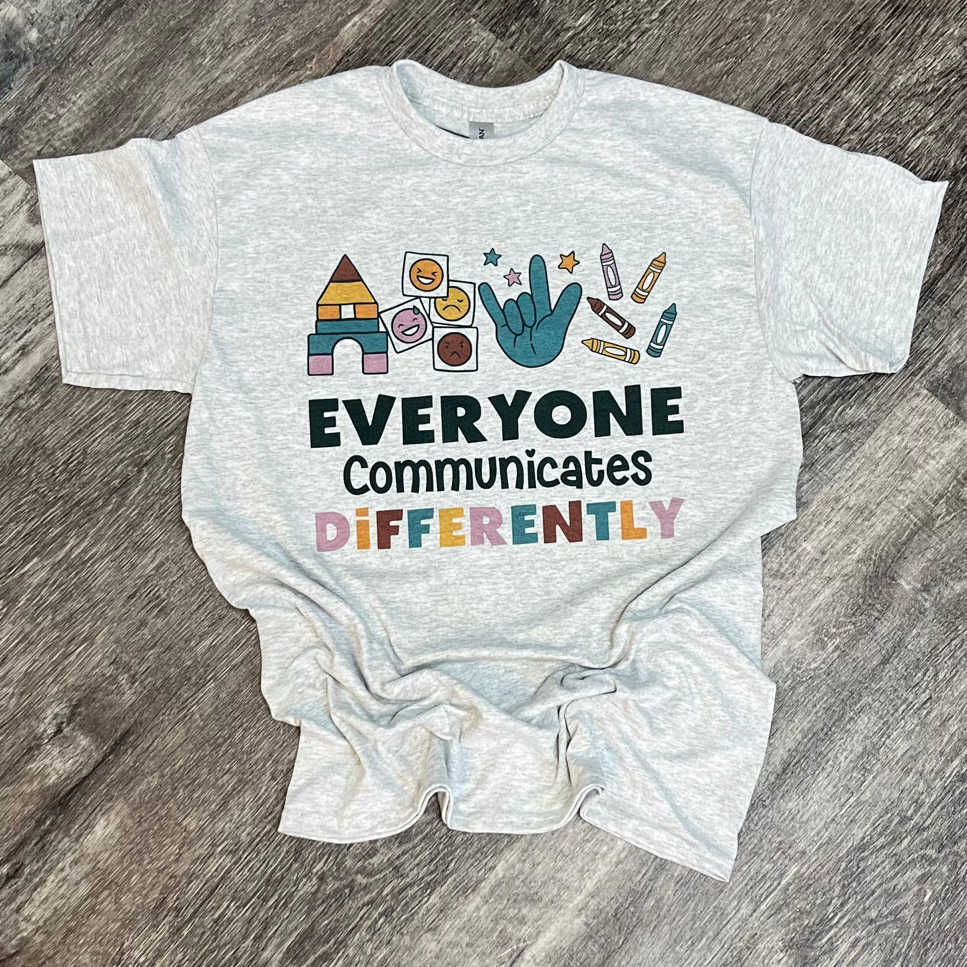 Autism Everyone Communicates Differently (Blocks) - Ash Gray