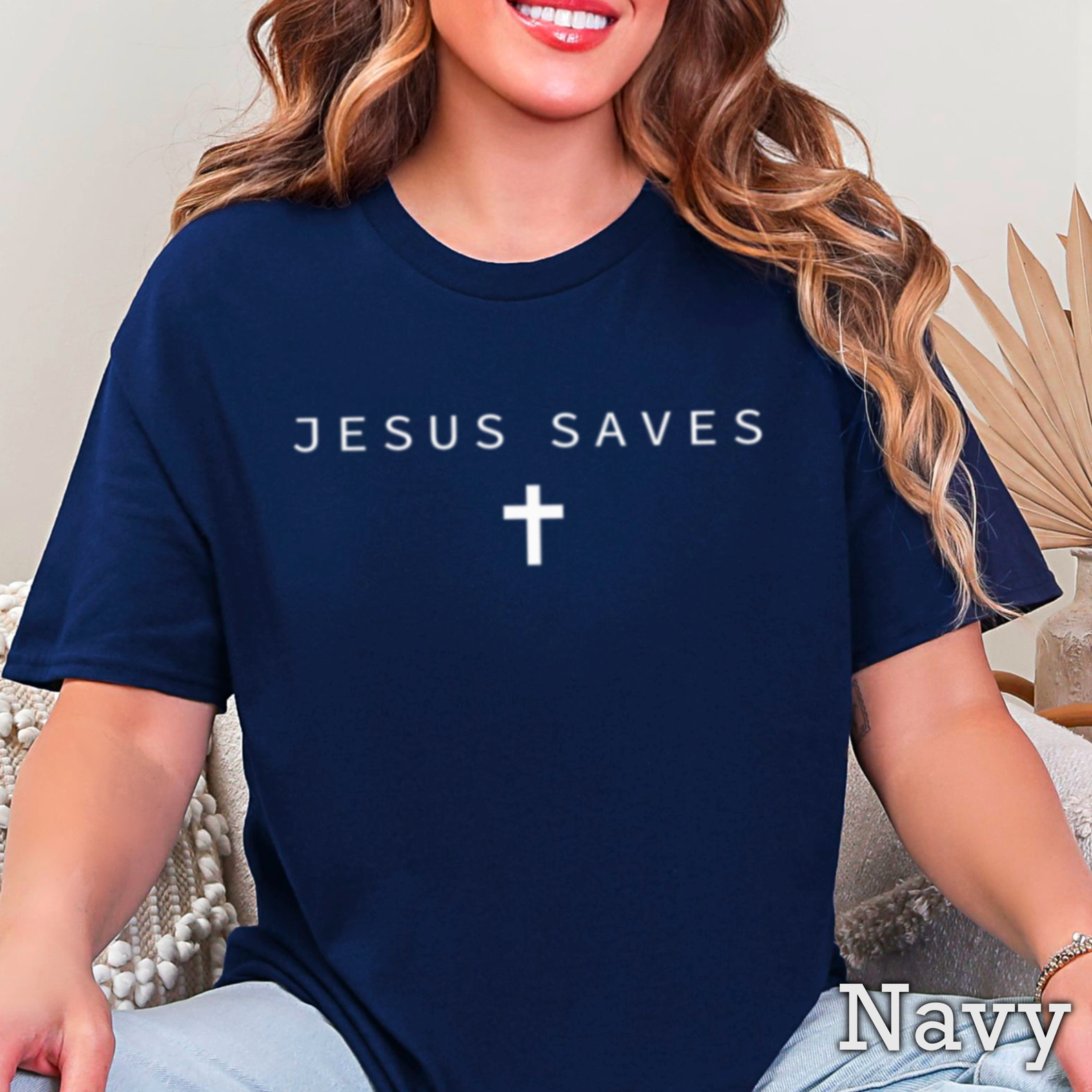 Jesus Saves Christian Graphic Tee | Gildan