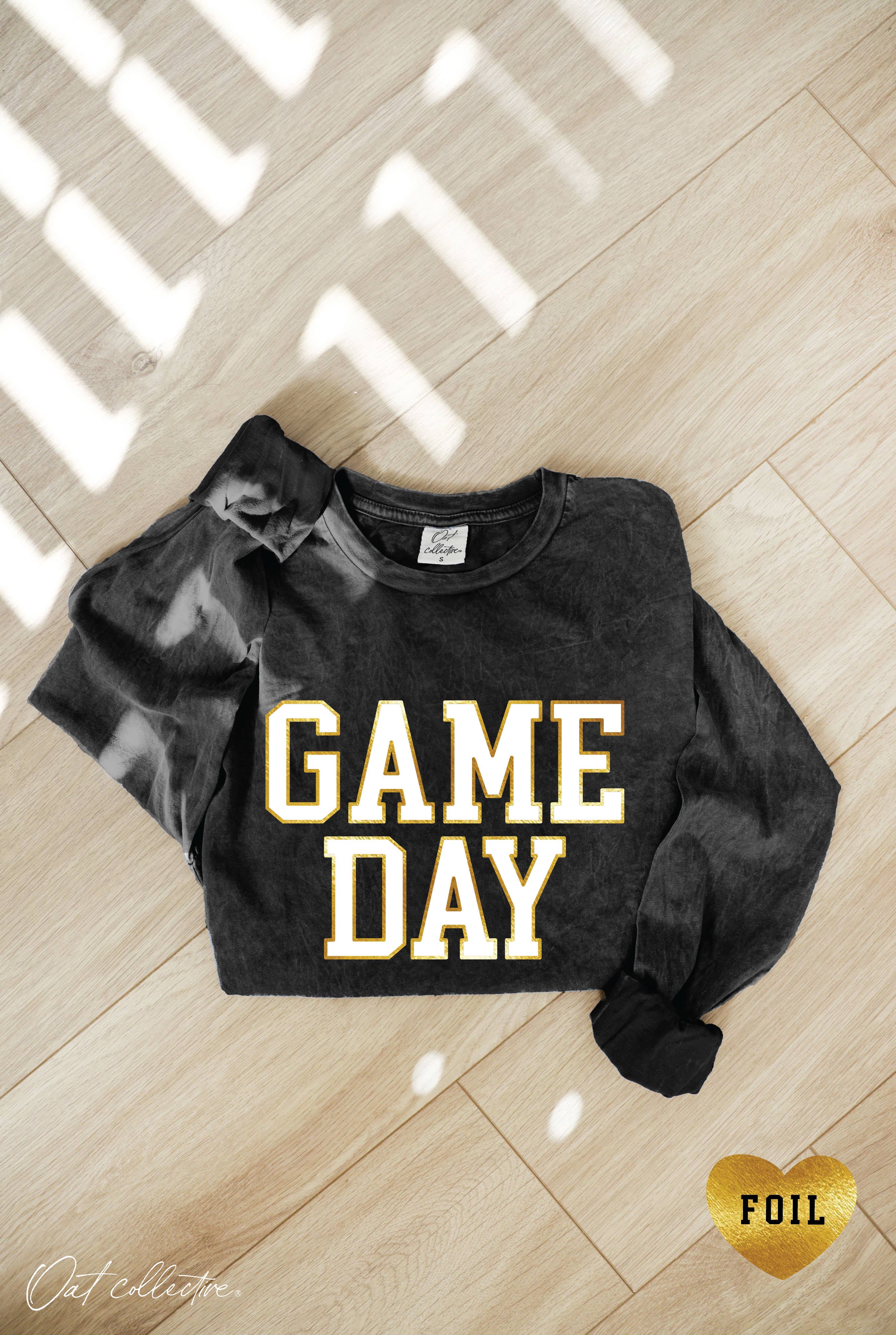 Game Day Foil Mineral Washed Long Sleeve Graphic
