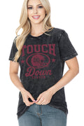 Women Football Graphic Print Mineral Wash Top