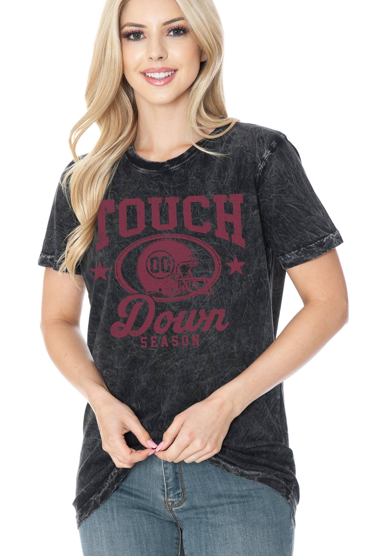 Women Football Graphic Print Mineral Wash Top