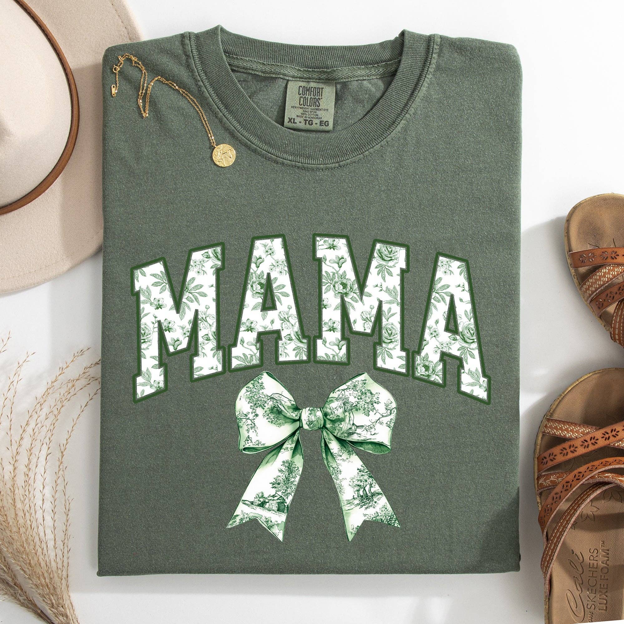 Mama, Chinoiserie, Coquette, Bow, St Patrick's Day Tshirt
