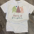 Merry & Bright Pastel Trees On White Tee