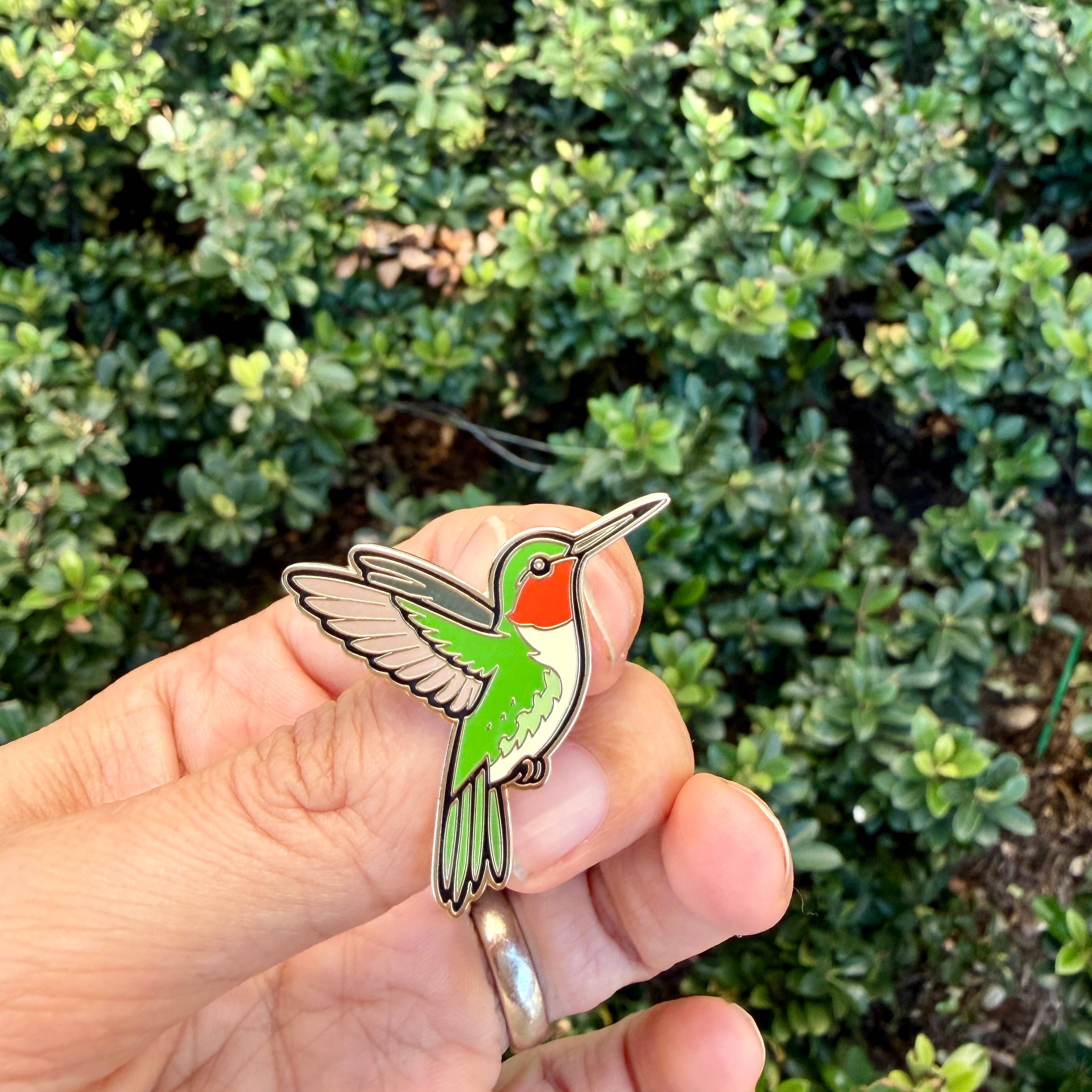 Hummingbird Enamel Pin Ruby-Throated Hummingbird Pin