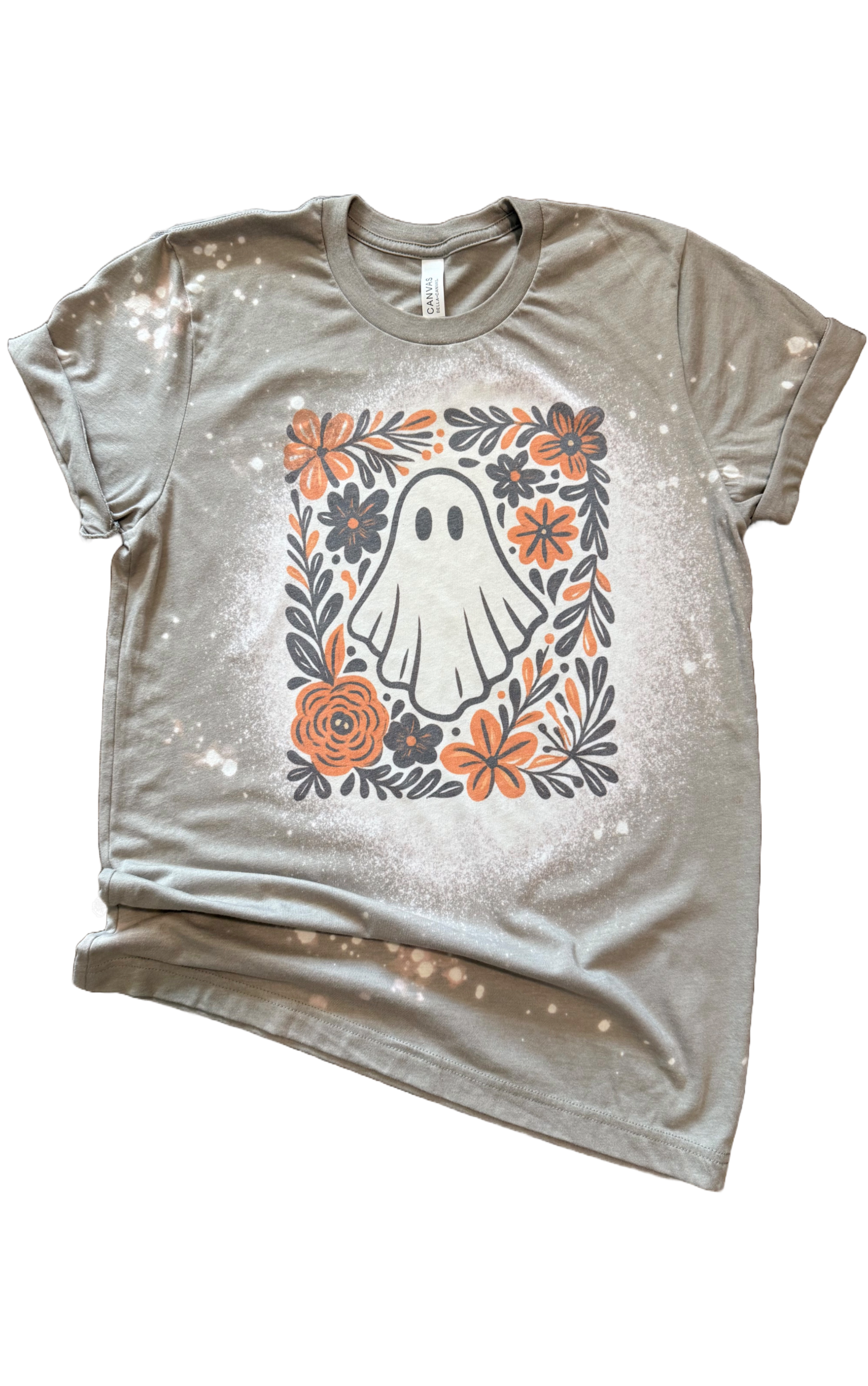 Boo-Tiful Blooms – Bleached Ghost Floral Halloween Tee
