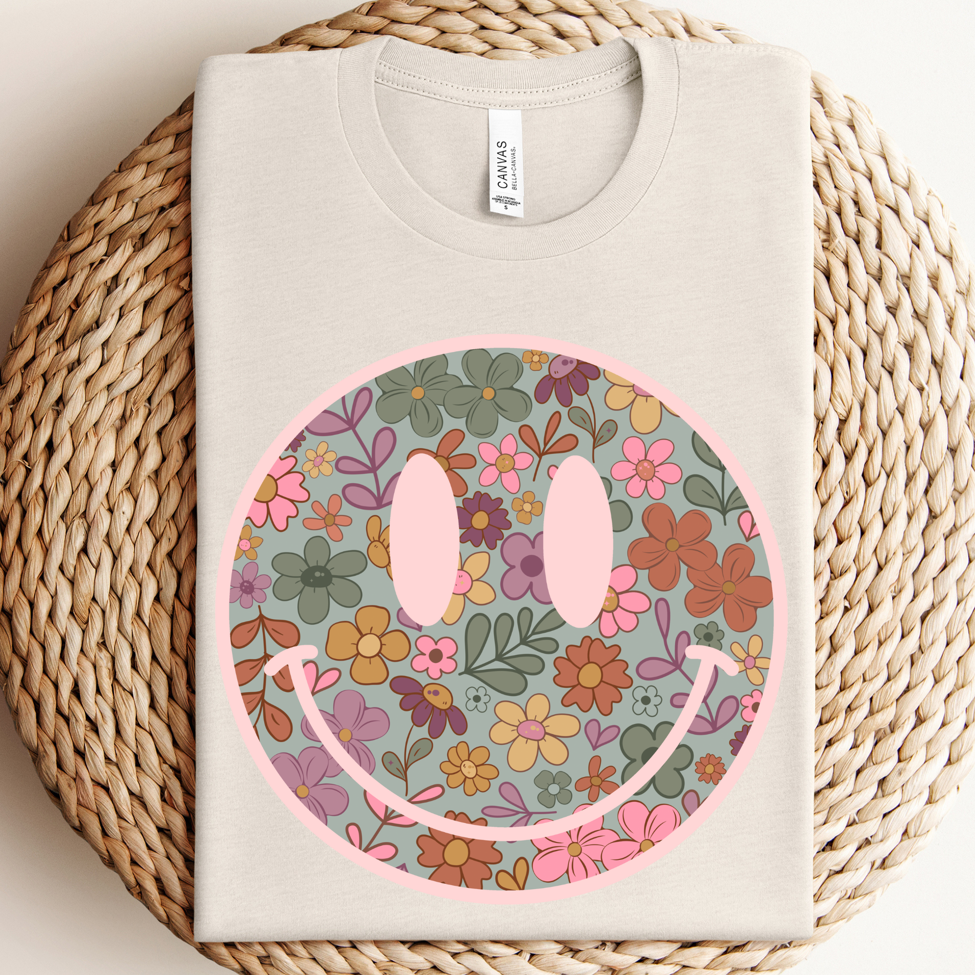 Retro Boho Happy Face Graphic Tee