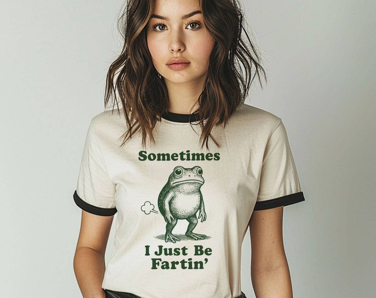 Sometimes I Just Be Fartin' - Funny Frog Retro Ringer Shirt