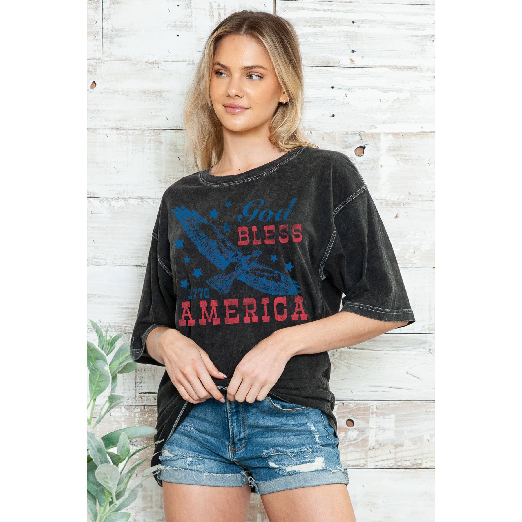 God Bless America - Unisex  Oversized Mineral Wash