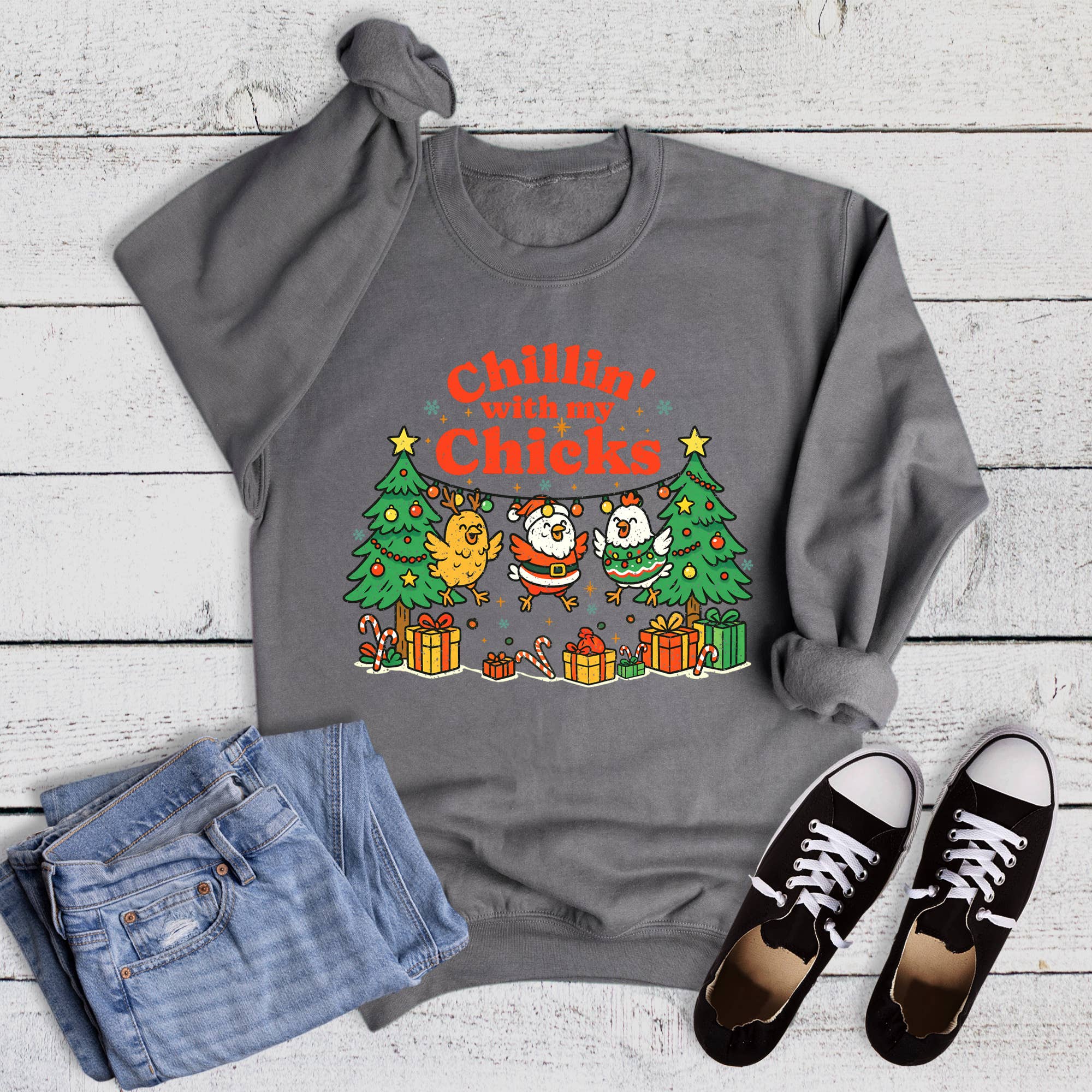 Christmas Chickens Chillin' with My Chicks Sweatshirt