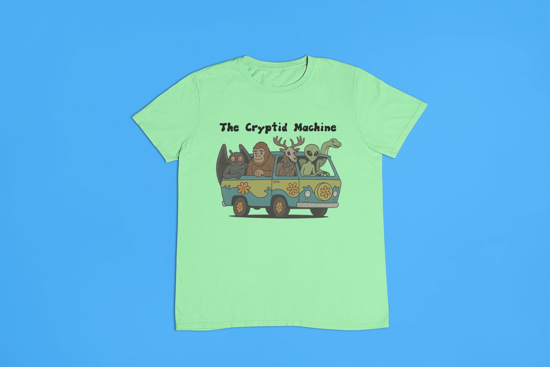 Cryptid Machine - Bigfoot Alien Mothman - Mint Green T-Shirt