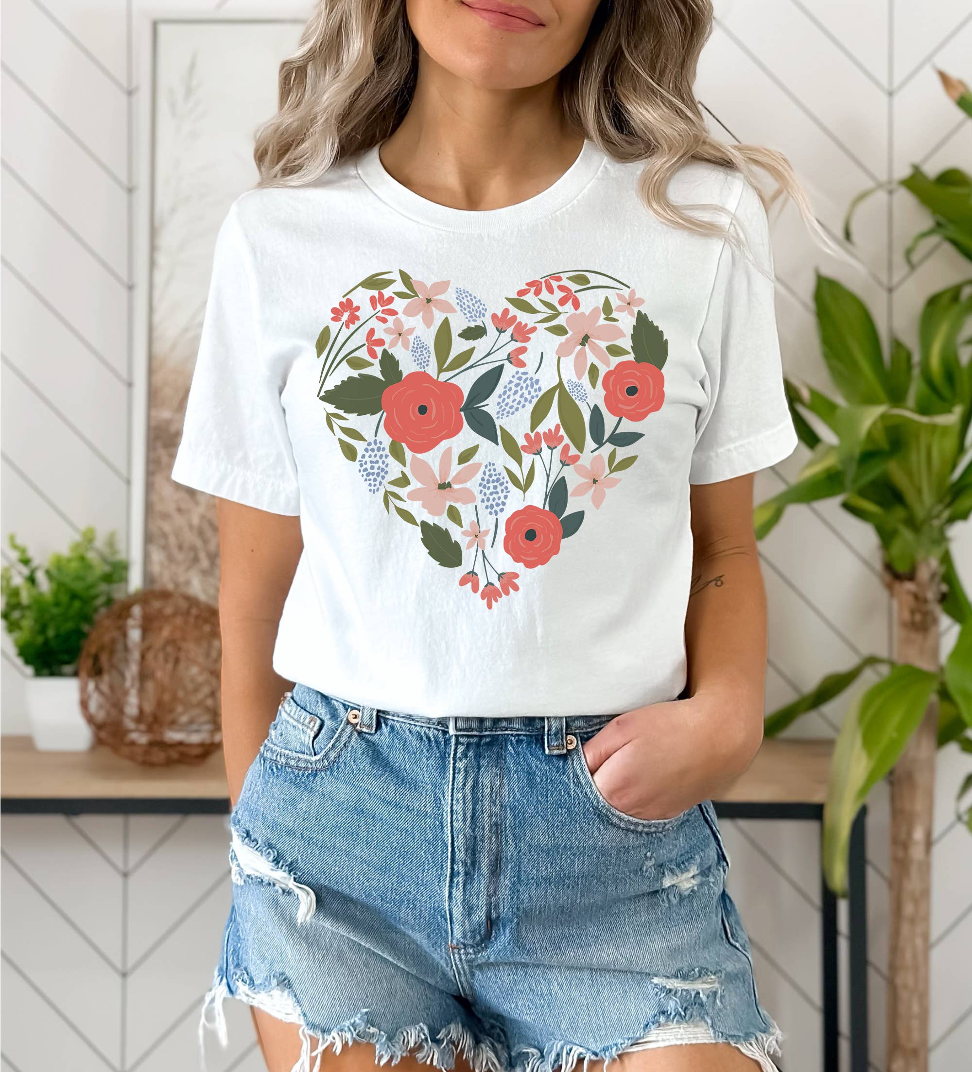 Floral Heart Blooms Tee | Floral | Sizes XS-2XL
