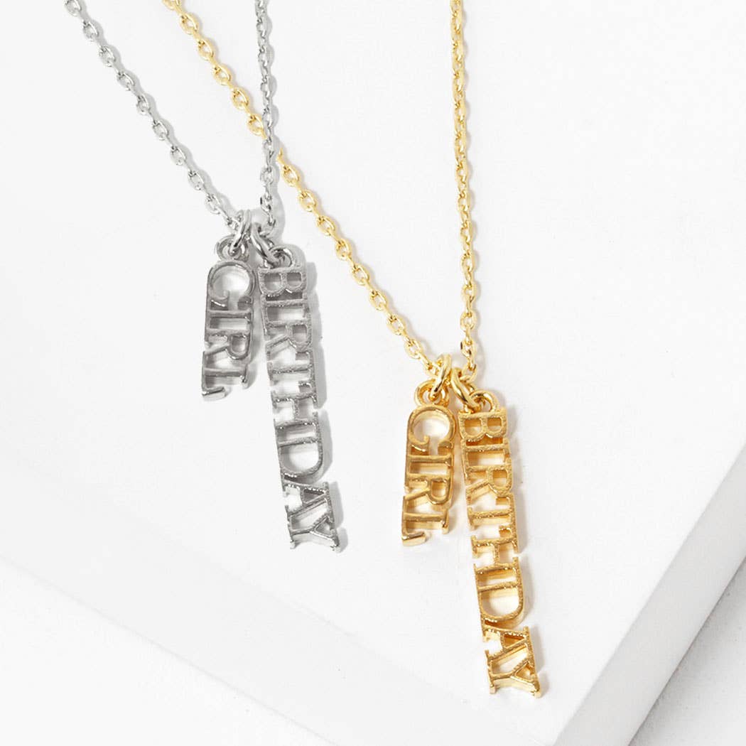 18K Gold White Gold Dipped Happy Birthday Necklace