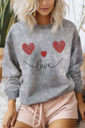 Love Heart Smile Graphic Mineral Brushed Sweatshirts
