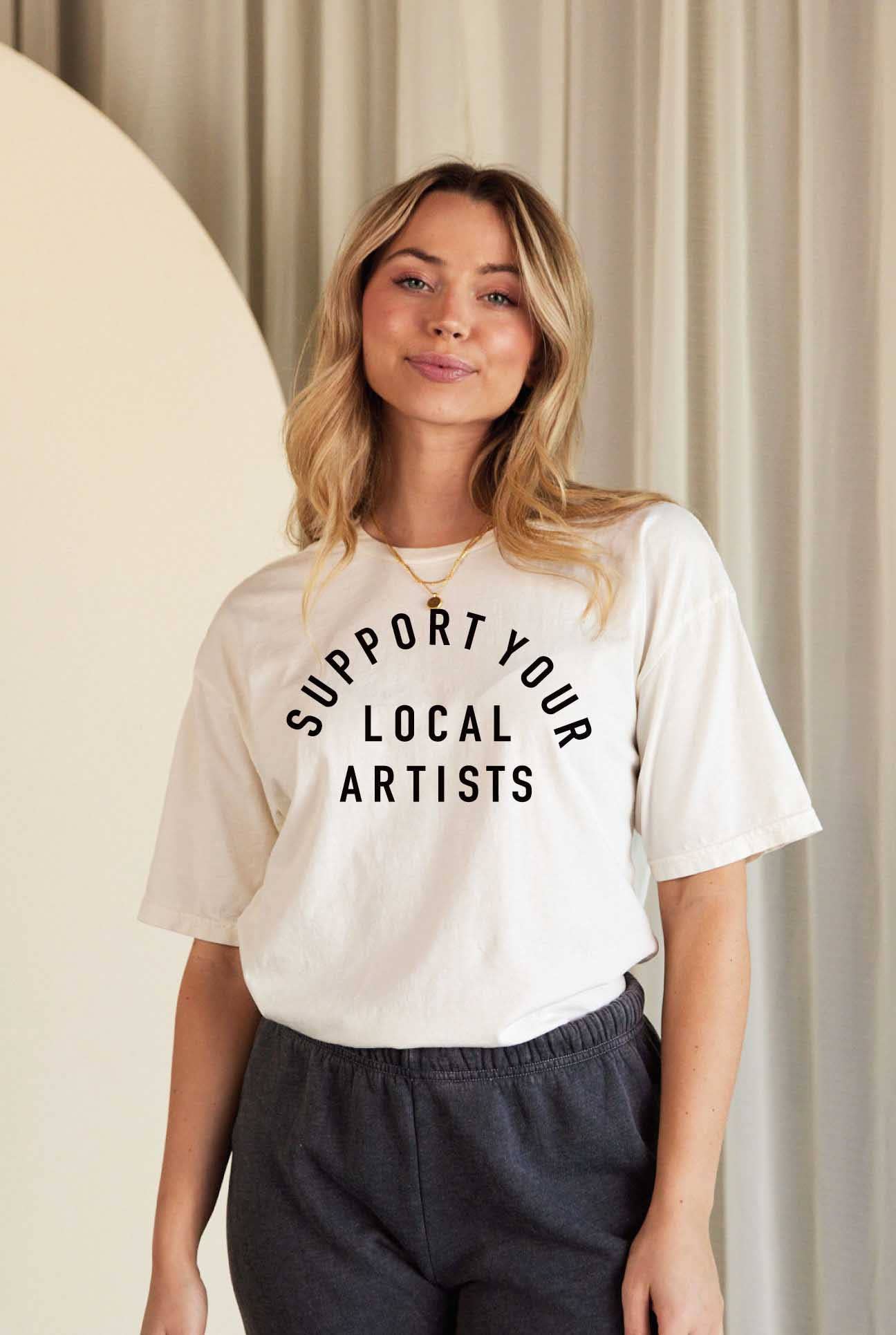Support Your Local Artists Mineral Washed Graphic Top