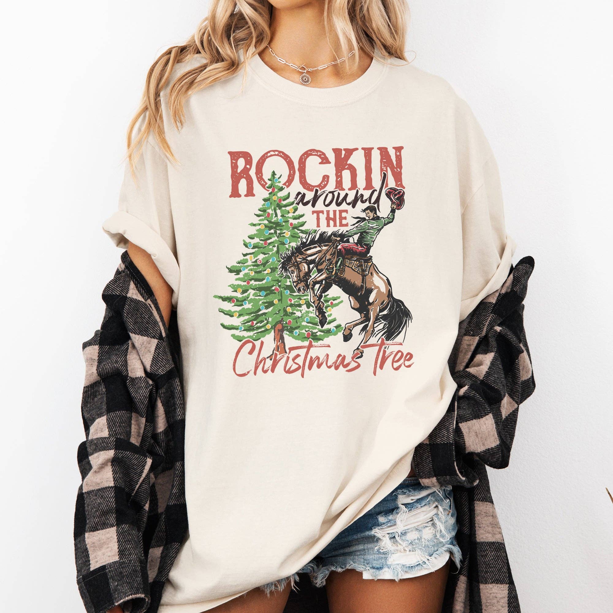Rockin Around the Christmas Tree, Cowboy, Western Tshirt
