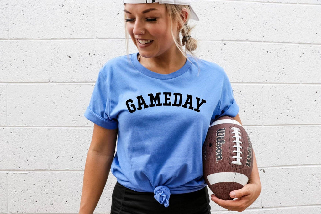 Gameday Varsity Font Blue Football Trendy Graphic Tee