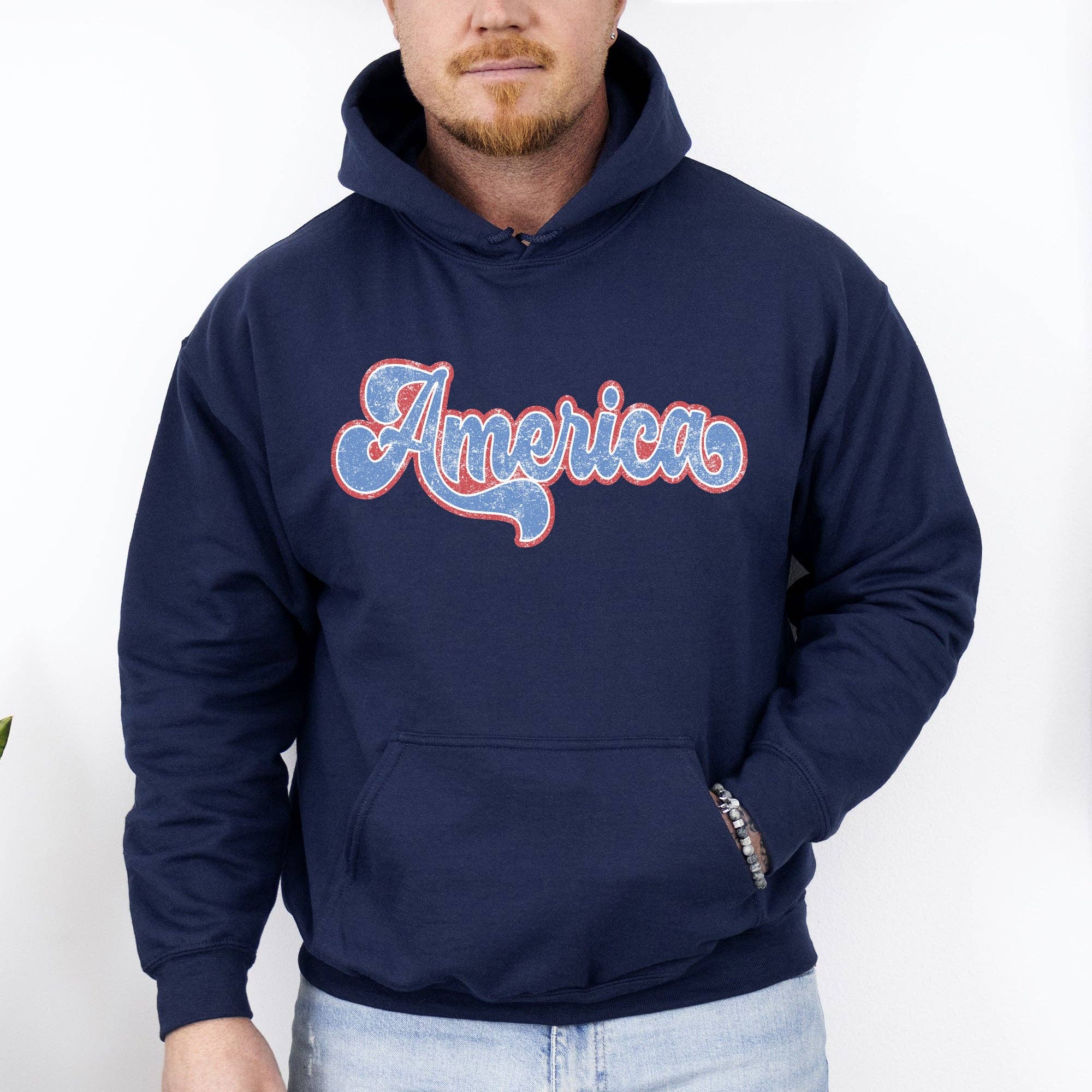 Retro America Vintage, Patriotic, USA, 4th of July Hoodie