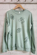 Game Day Football All Over Stamp Graphic Brushed Sweatshirts