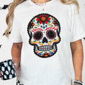 Black Sugar Skull Faux Yarn Tee