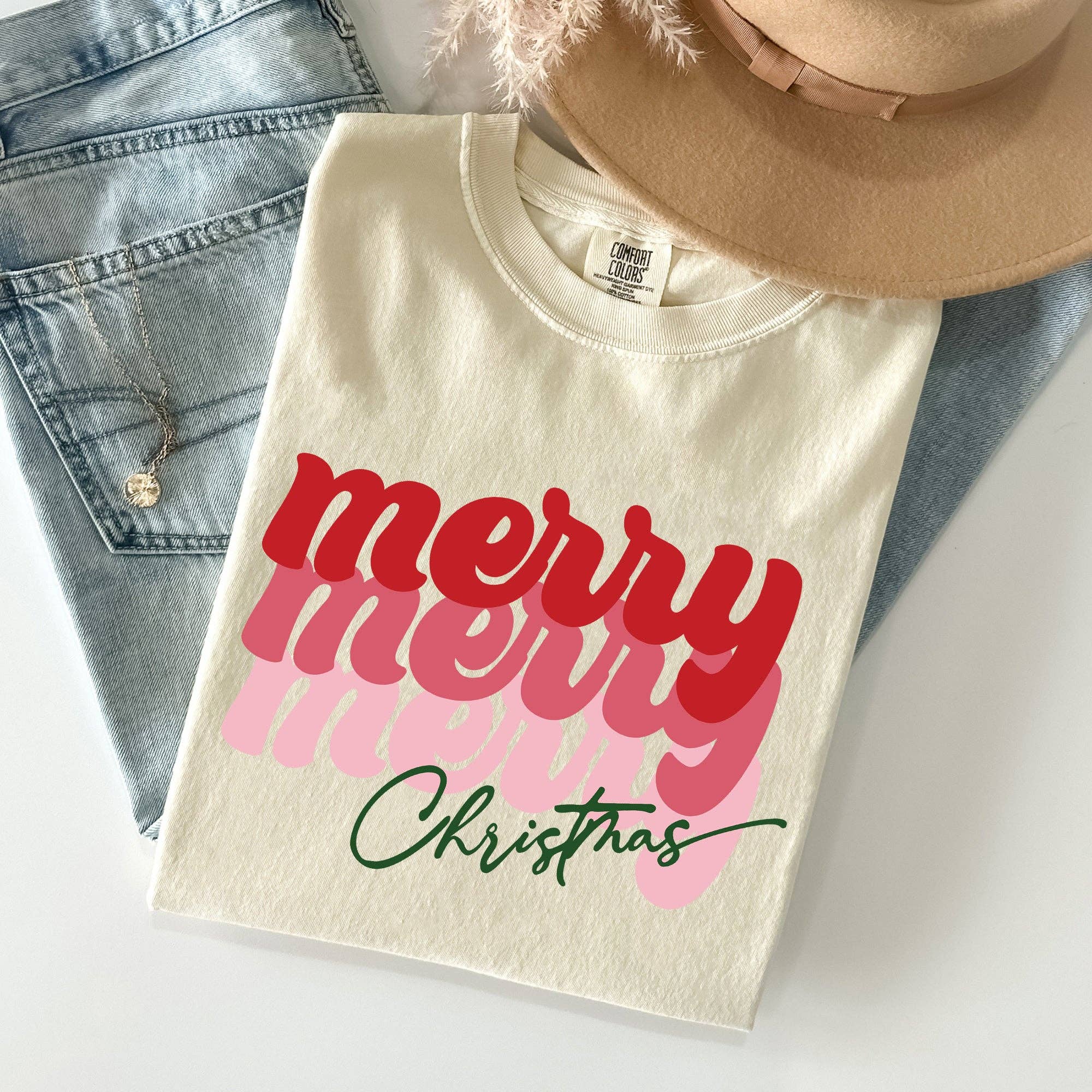 Merry Christmas, Retro, Classic Red Santa Winter Xmas Tshirt