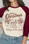 Merry Christmas Santa Graphic Raglan Shirts