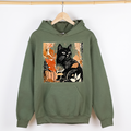 Vintage Black Cat, Halloween, Autumn, Fall, Pumpkin Hoodie