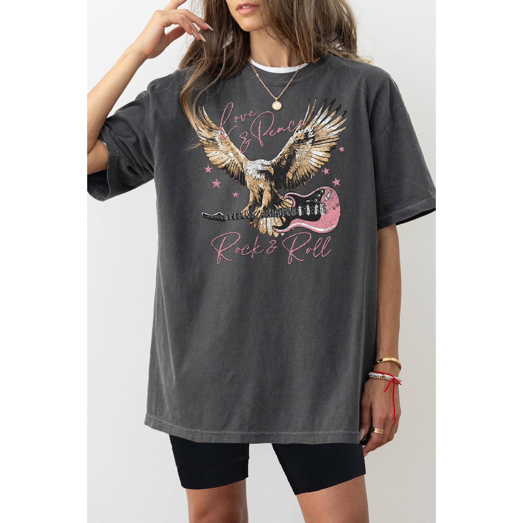 Rock N Roll Love N Peace - Oversized Unisex T Shirt