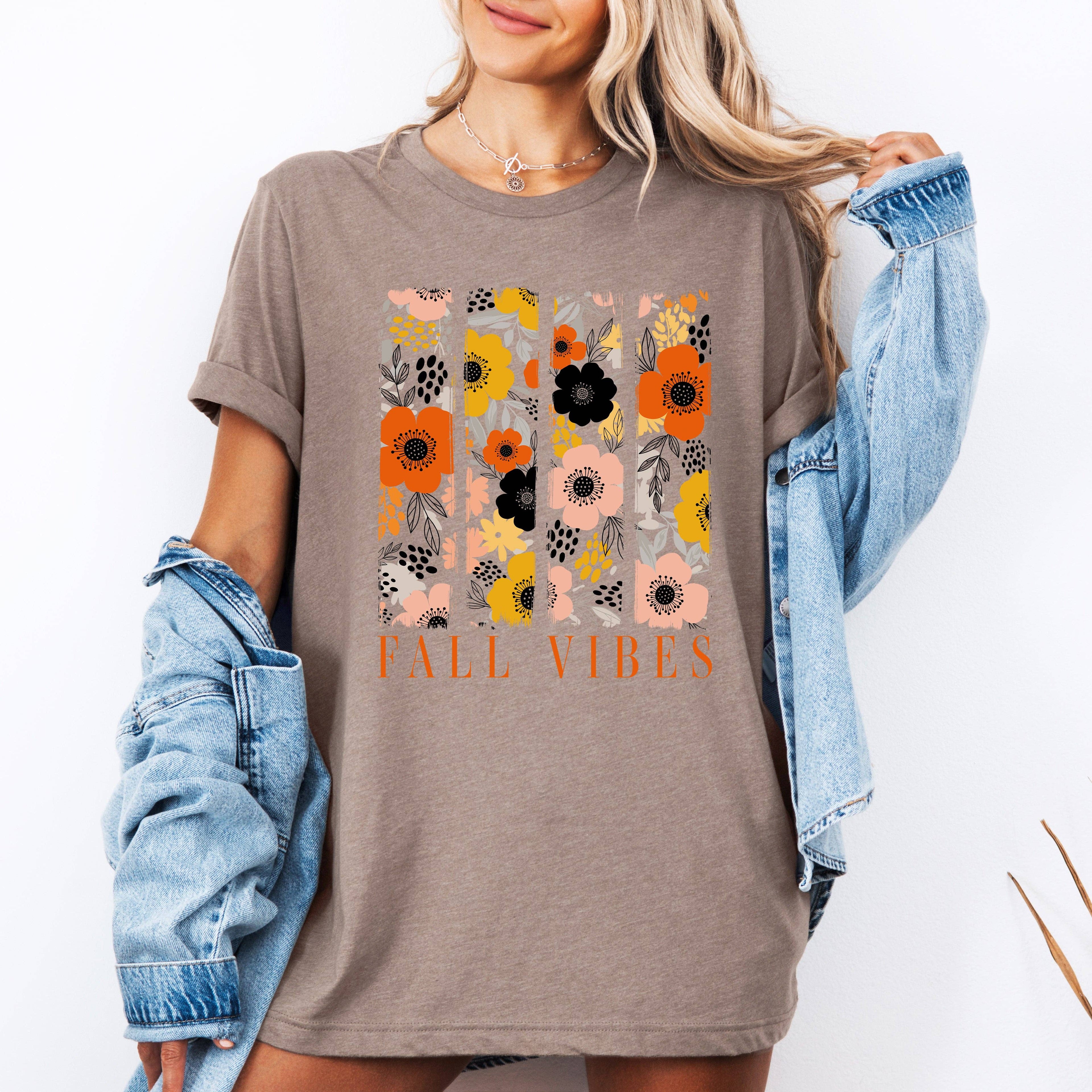 Fall Vibes, Floral Stripes, Beautiful Autumn, Tshirt