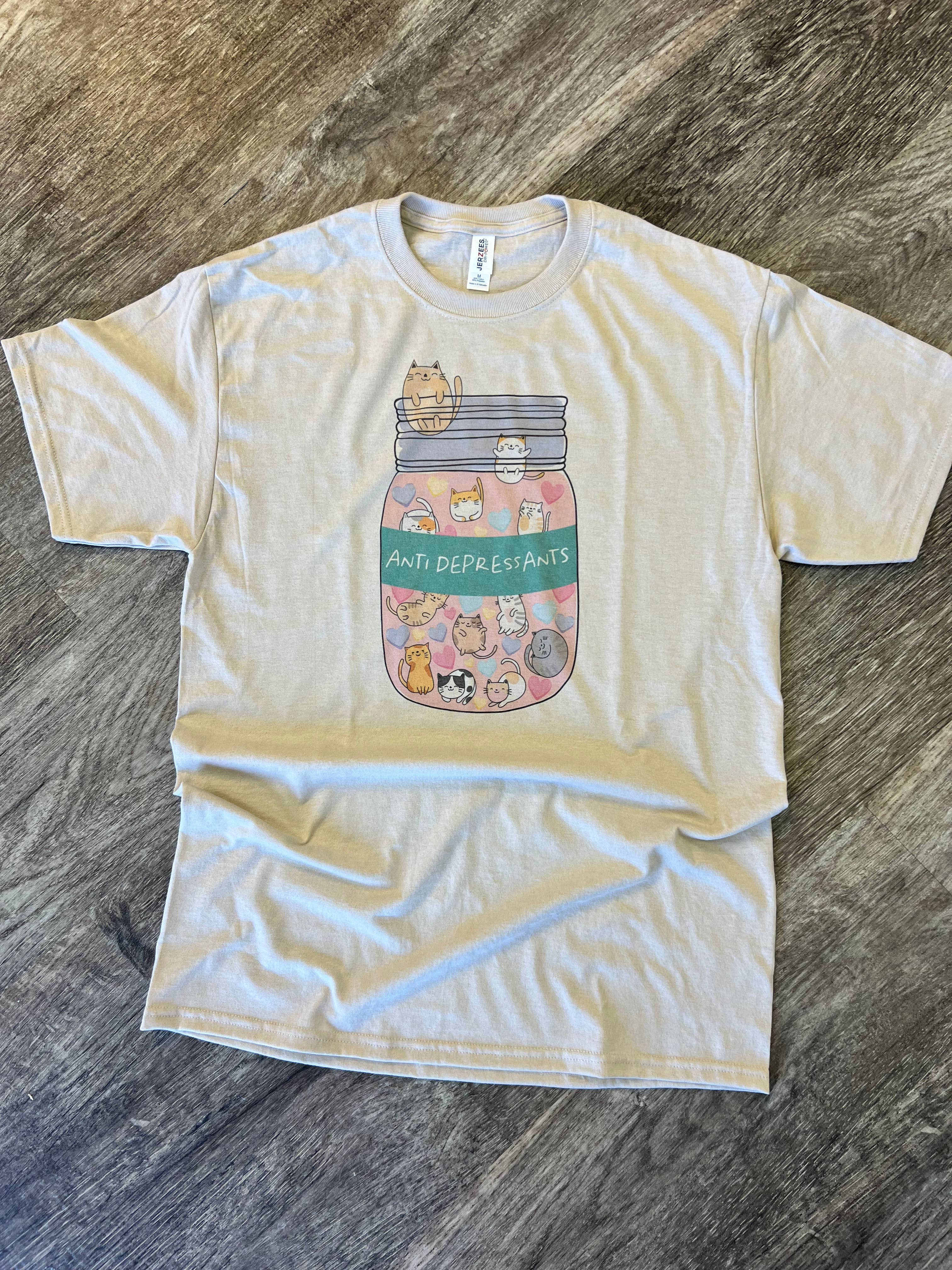Anti-Depressants (Jar of Cats) On Sand Tee